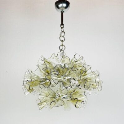 Postmodern Mid-Century Style Floral Glass Pendant Light (Post-2025) – High-quality Luxury French-style Chandelier for Dining Room, Exhibition Space, or Bedroom